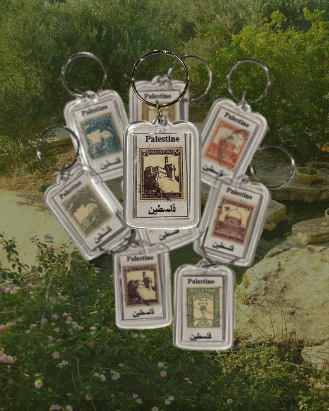 Baba's Authentic Piece of Palestine Stamp Keychain