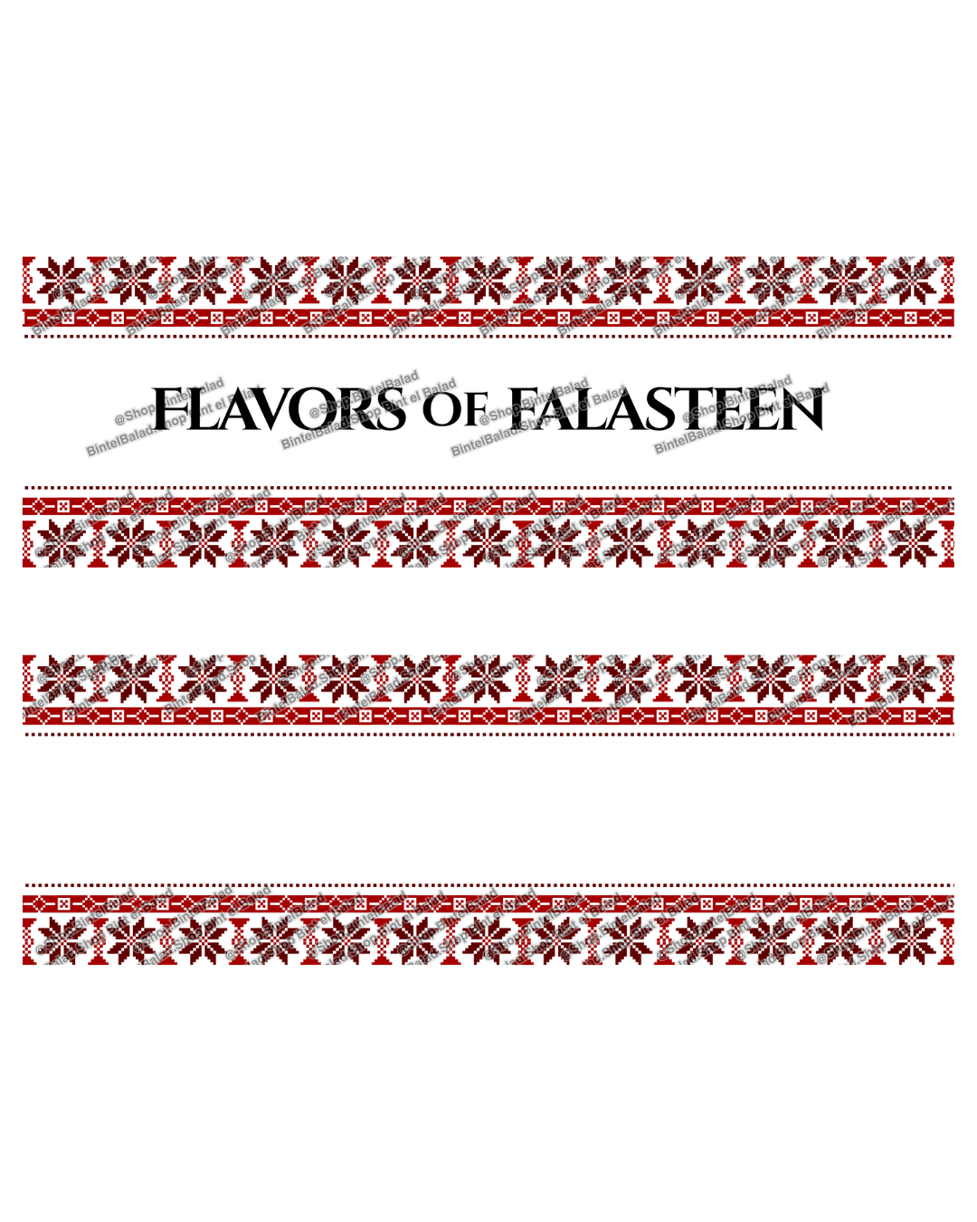 PDF - Palestine Tatreez Flavors of Falasteen Large sign for Henna, Wedding, Dinner, Events. in x 12in